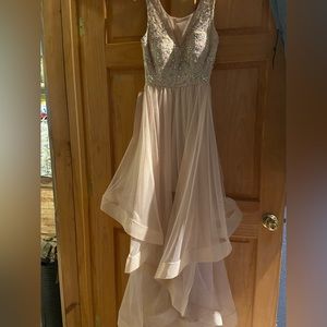 Gorgeous blush prom dress with optional tie around waist